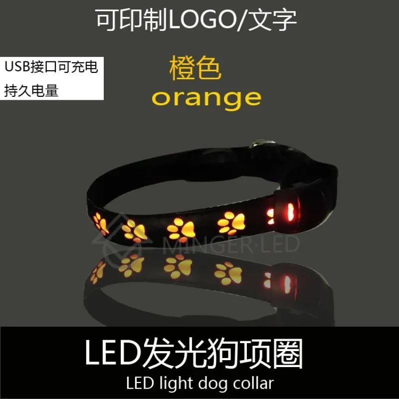 Collar luminoso LED para perros con forma de pata