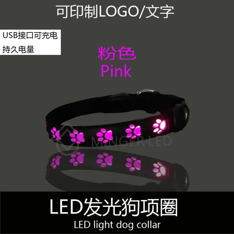 Collar luminoso LED para perros con forma de pata