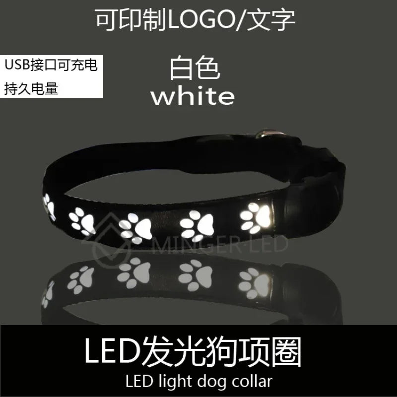 Collar luminoso LED para perros con forma de pata